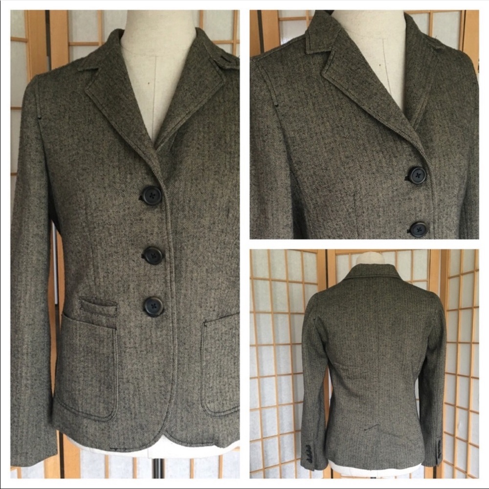 Gap Wool Blend Herringbone Pattern Blazer Sz 4 - image 1